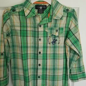Green Plaid Shirt by Beverly Hills, Size 5/6